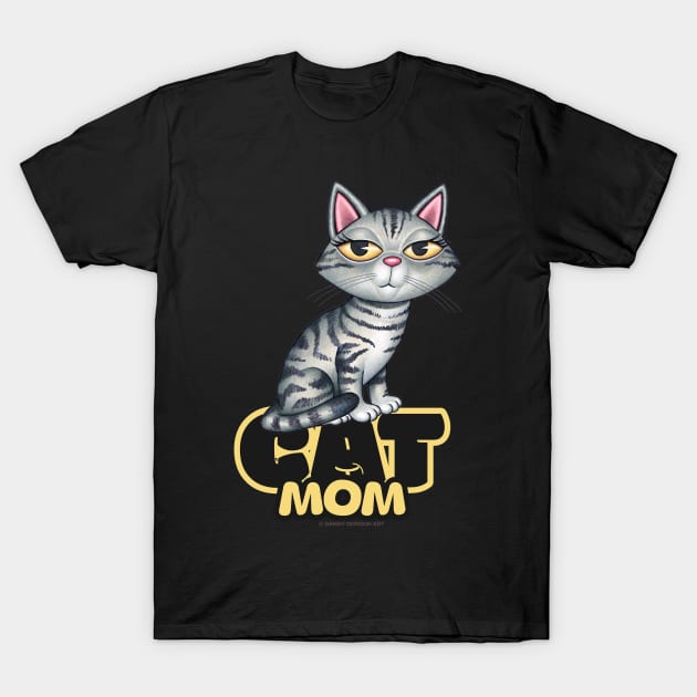 Gray Tabby Cat Mom T-Shirt by Danny Gordon Art